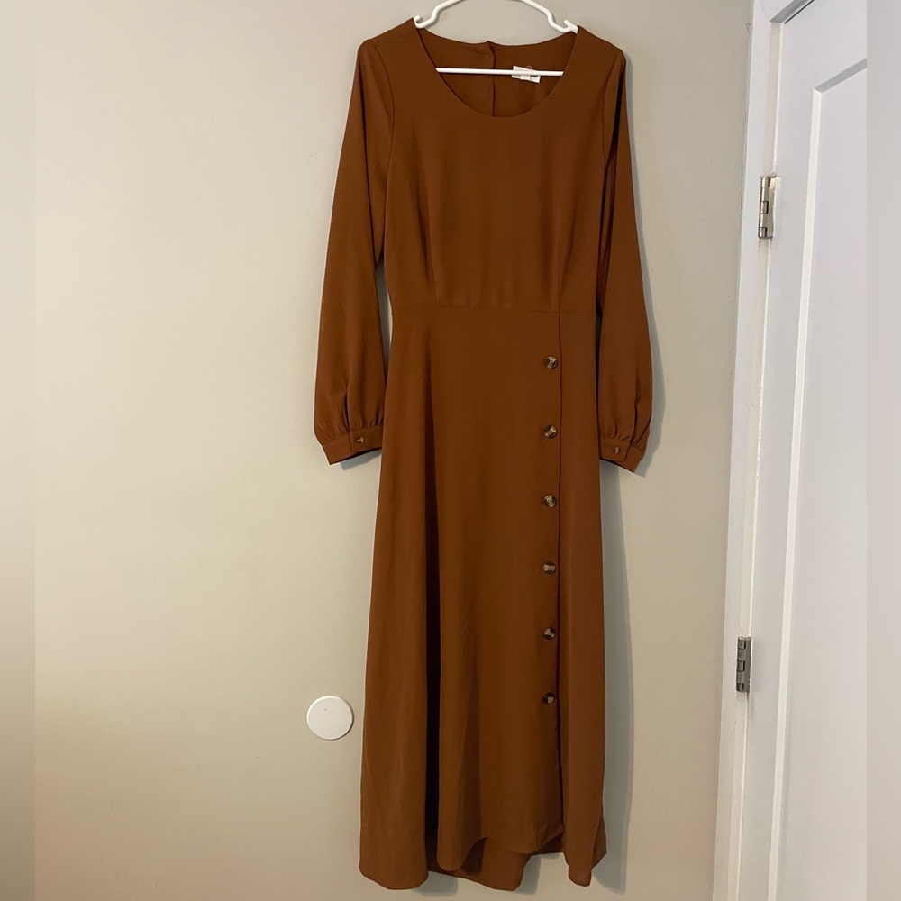 Clad & Cloth Long Sleeve Open Back Maxi Dress
